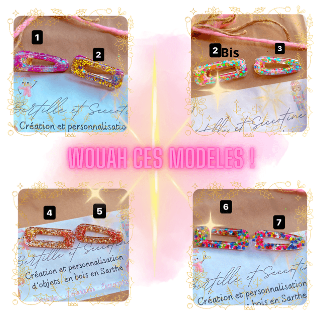 Barrette en résine paillettes 