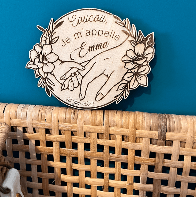 Carte de naissance en bois 